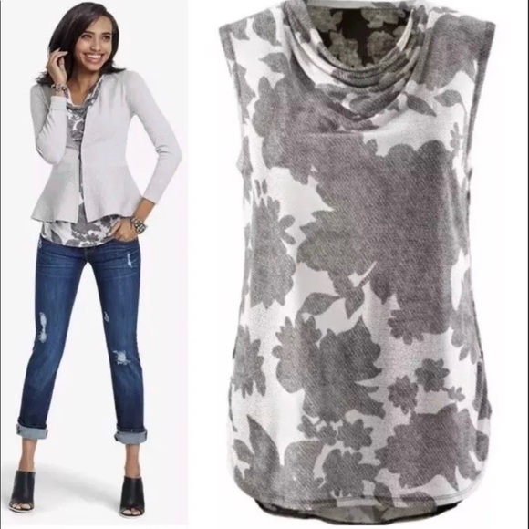 CABI | Tango Black and White Floral Mixed Media Blouse Top Sz. S Small - Picture 1 of 5